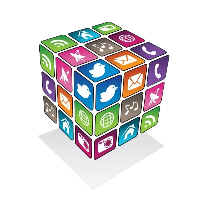 Social Media icons on rubix cube